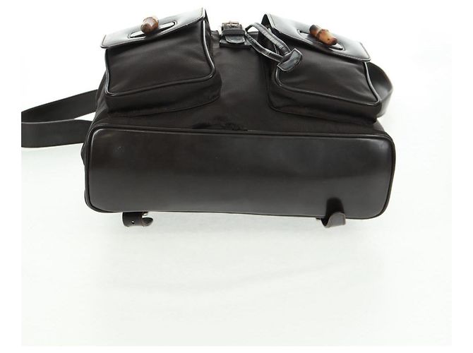 Zaino in nylon marrone e argento GUCCI Bamboo 003 1119 0016 Auth 161351 - vista 5