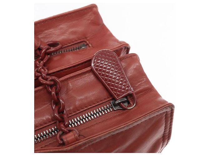 Borsa a Spalla in Pelle Bottega Veneta con Catena Rossa Auth 161765 - vista 10