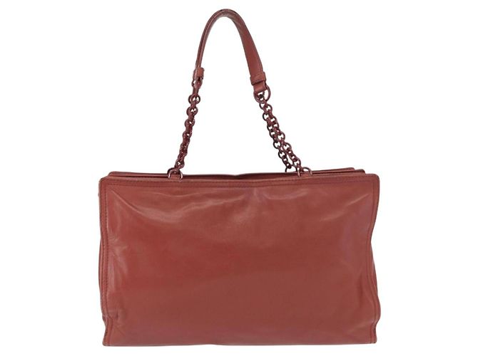 Borsa a Spalla in Pelle Bottega Veneta con Catena Rossa Auth 161765 - vista 2