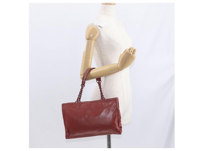 Borsa a Spalla in Pelle Bottega Veneta con Catena Rossa Auth 161765 - vista 25