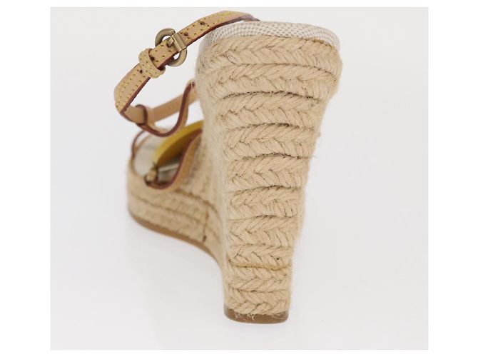 Sandali Espadrilles Raffia Beige LV Auth della linea Crociera LOUIS VUITTON ti3630 - vista 13