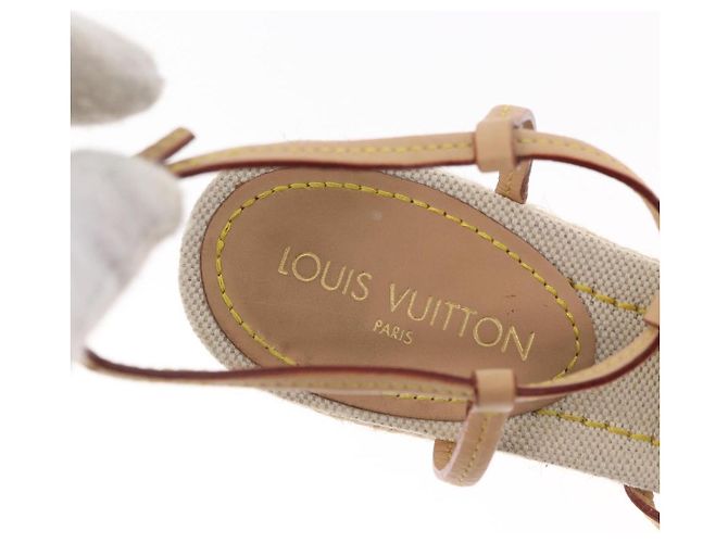 Sandali Espadrilles Raffia Beige LV Auth della linea Crociera LOUIS VUITTON ti3630 - vista 17