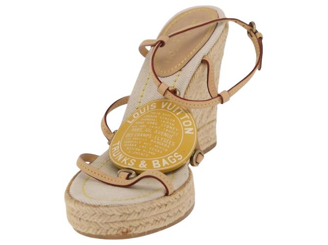 Sandali Espadrilles Raffia Beige LV Auth della linea Crociera LOUIS VUITTON ti3630 - vista 2