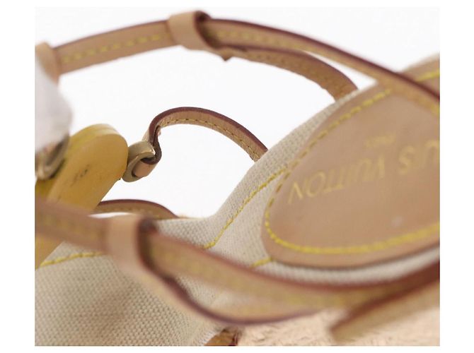Sandali Espadrilles Raffia Beige LV Auth della linea Crociera LOUIS VUITTON ti3630 - vista 21