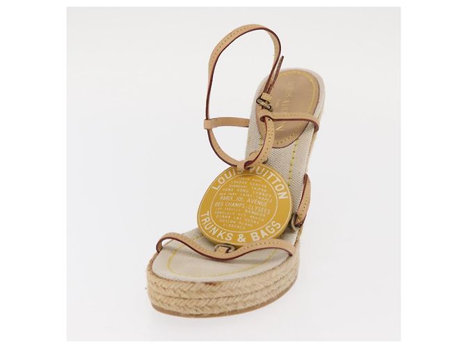 Sandali Espadrilles Raffia Beige LV Auth della linea Crociera LOUIS VUITTON ti3630 - vista 23