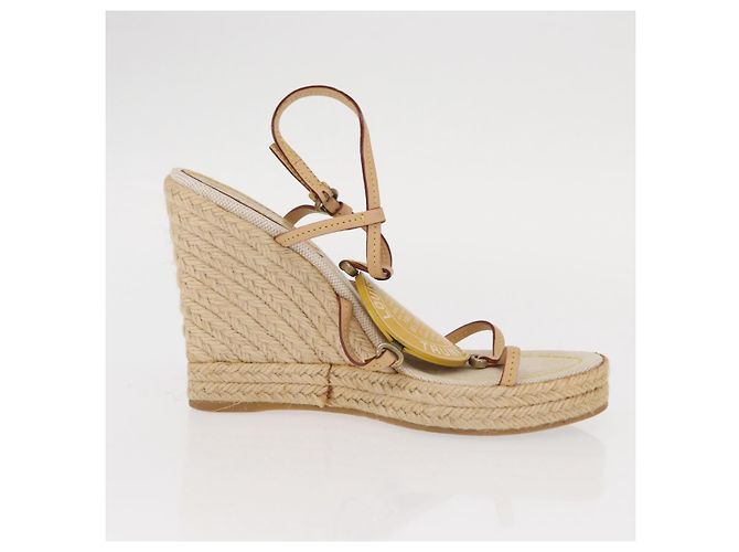 Sandali Espadrilles Raffia Beige LV Auth della linea Crociera LOUIS VUITTON ti3630 - vista 25