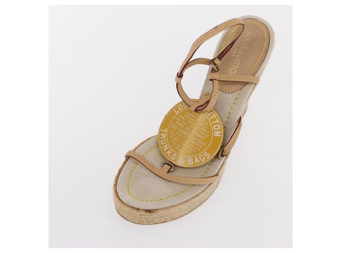 Sandali Espadrilles Raffia Beige LV Auth della linea Crociera LOUIS VUITTON ti3630 - vista 27