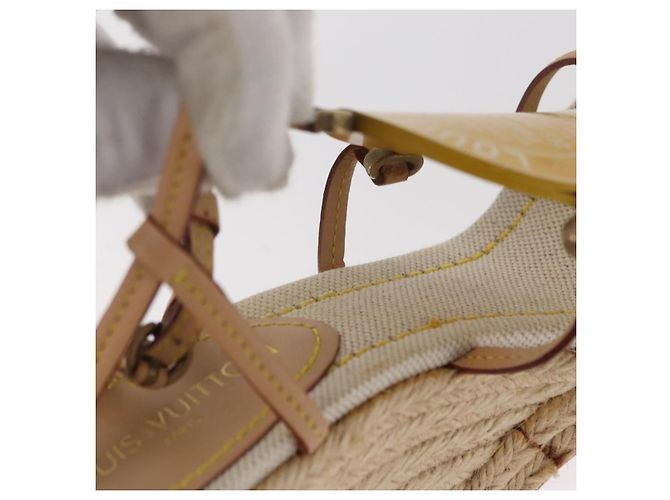 Sandali Espadrilles Raffia Beige LV Auth della linea Crociera LOUIS VUITTON ti3630 - vista 38