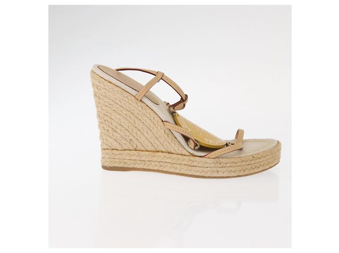 Sandali Espadrilles Raffia Beige LV Auth della linea Crociera LOUIS VUITTON ti3630 - vista 4