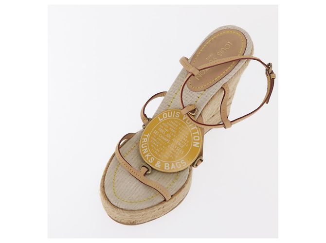 Sandali Espadrilles Raffia Beige LV Auth della linea Crociera LOUIS VUITTON ti3630 - vista 6