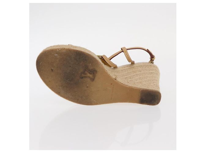 Sandali Espadrilles Raffia Beige LV Auth della linea Crociera LOUIS VUITTON ti3630 - vista 7