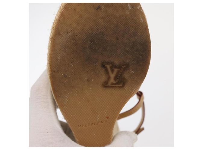 Sandali Espadrilles Raffia Beige LV Auth della linea Crociera LOUIS VUITTON ti3630 - vista 9