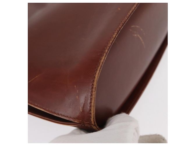 Borsa a Spalla Gancini in Pelle Marrone Oro Auth 159579 di Salvatore Ferragamo - vista 10