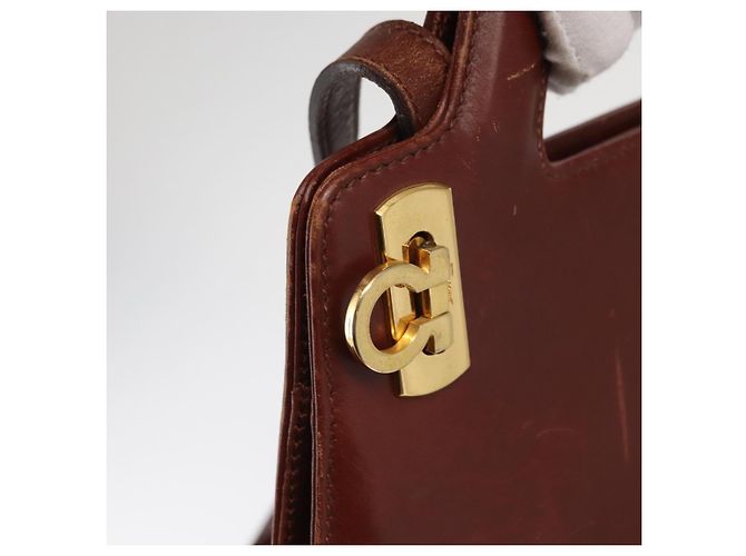 Borsa a Spalla Gancini in Pelle Marrone Oro Auth 159579 di Salvatore Ferragamo - vista 19