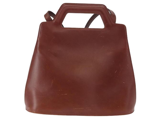 Borsa a Spalla Gancini in Pelle Marrone Oro Auth 159579 di Salvatore Ferragamo - vista 2