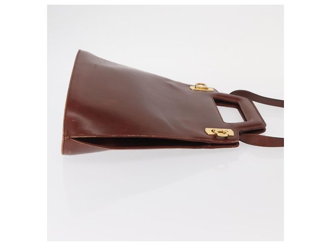 Borsa a Spalla Gancini in Pelle Marrone Oro Auth 159579 di Salvatore Ferragamo - vista 3