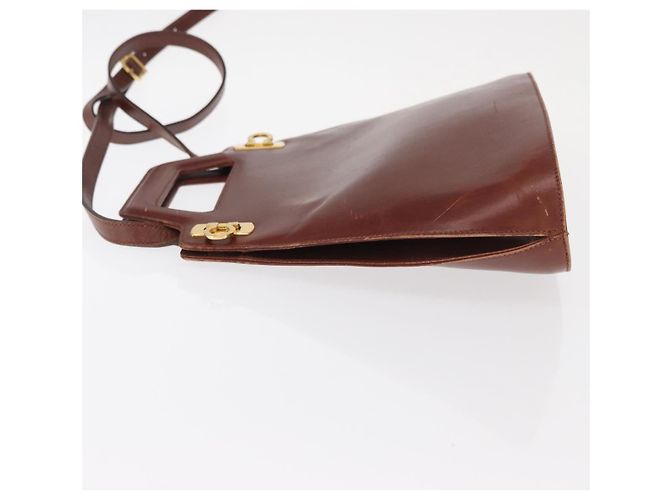 Borsa a Spalla Gancini in Pelle Marrone Oro Auth 159579 di Salvatore Ferragamo - vista 4