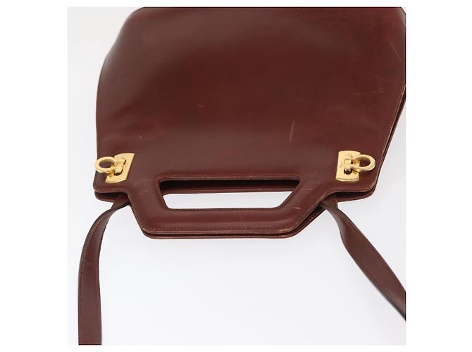 Borsa a Spalla Gancini in Pelle Marrone Oro Auth 159579 di Salvatore Ferragamo - vista 6