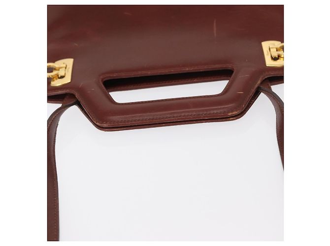 Borsa a Spalla Gancini in Pelle Marrone Oro Auth 159579 di Salvatore Ferragamo - vista 7
