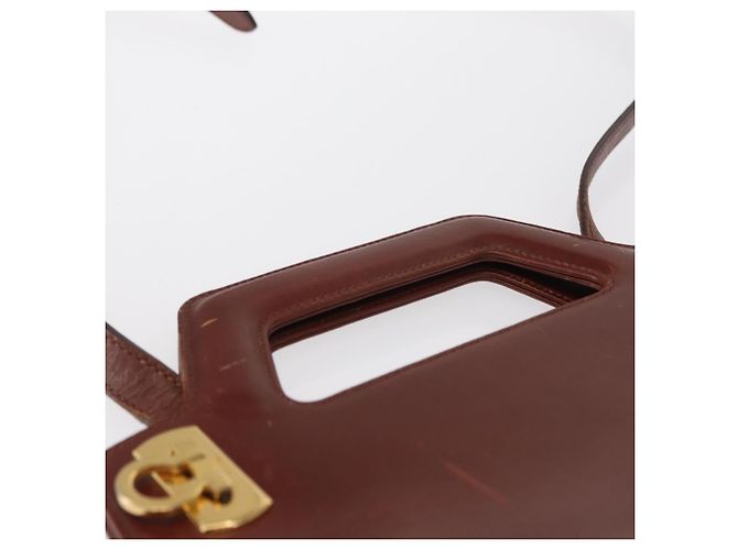 Borsa a Spalla Gancini in Pelle Marrone Oro Auth 159579 di Salvatore Ferragamo - vista 8