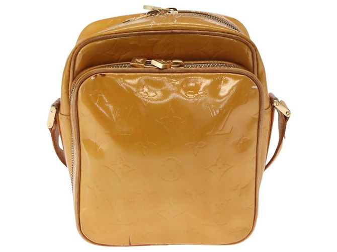 LOUIS VUITTON Bolsa Wooster Monogram Vernis Amarelo Limão M91075 LV Auth 161506 Dourado - vista 13