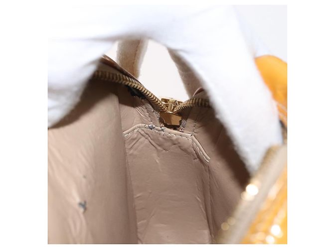 LOUIS VUITTON Bolsa Wooster Monogram Vernis Amarelo Limão M91075 LV Auth 161506 Dourado - vista 23