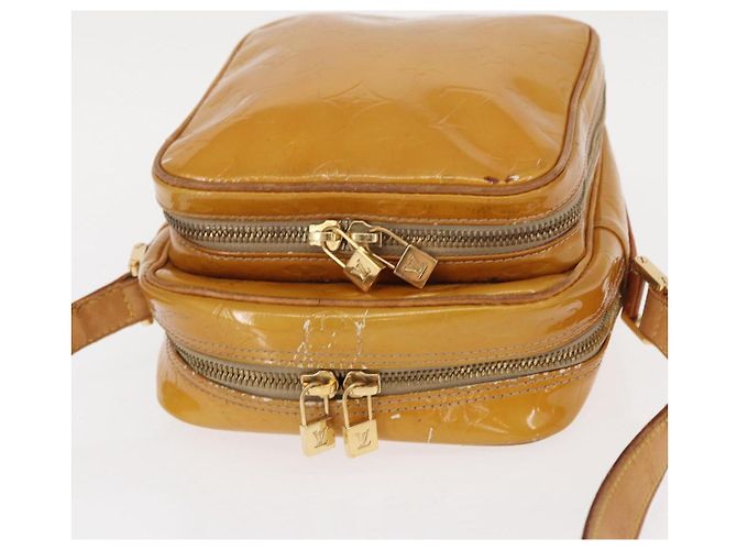 LOUIS VUITTON Bolsa Wooster Monogram Vernis Amarelo Limão M91075 LV Auth 161506 Dourado - vista 7