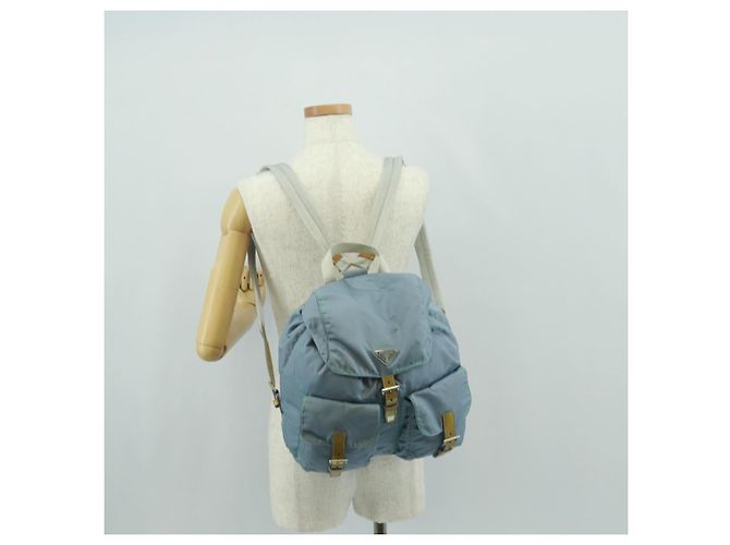 PRADA Backpack Nylon Light Blue Silver Auth 160827 Silvery - view 34