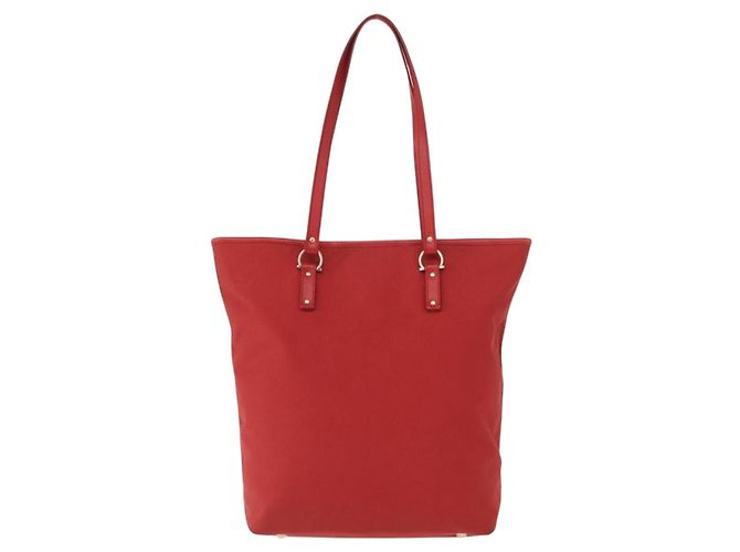 Borsa a mano Gancini in nylon rosso e oro Auth 161041 di Salvatore Ferragamo D'oro - vista 13