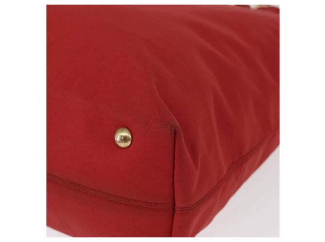 Borsa a mano Gancini in nylon rosso e oro Auth 161041 di Salvatore Ferragamo D'oro - vista 14