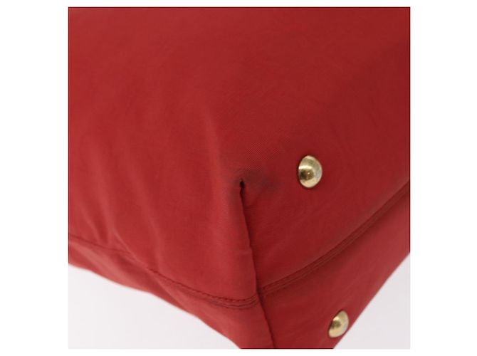 Borsa a mano Gancini in nylon rosso e oro Auth 161041 di Salvatore Ferragamo D'oro - vista 15