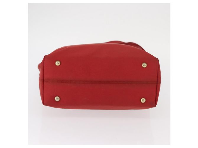 Borsa a mano Gancini in nylon rosso e oro Auth 161041 di Salvatore Ferragamo D'oro - vista 5