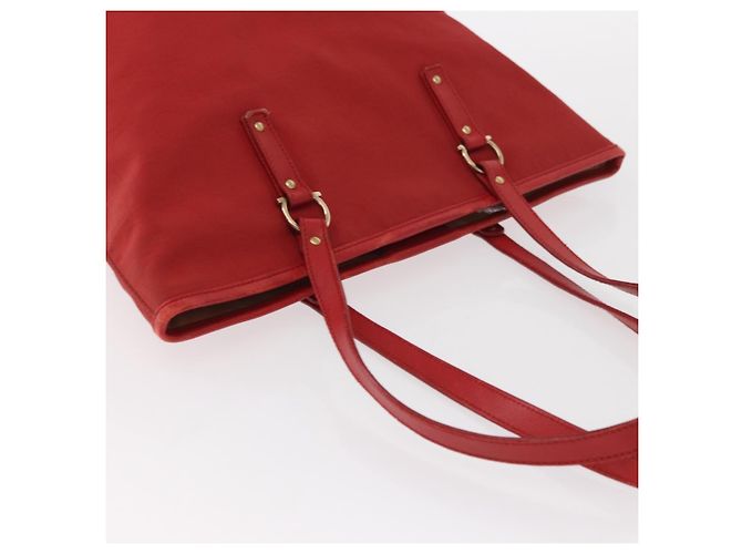 Borsa a mano Gancini in nylon rosso e oro Auth 161041 di Salvatore Ferragamo D'oro - vista 6