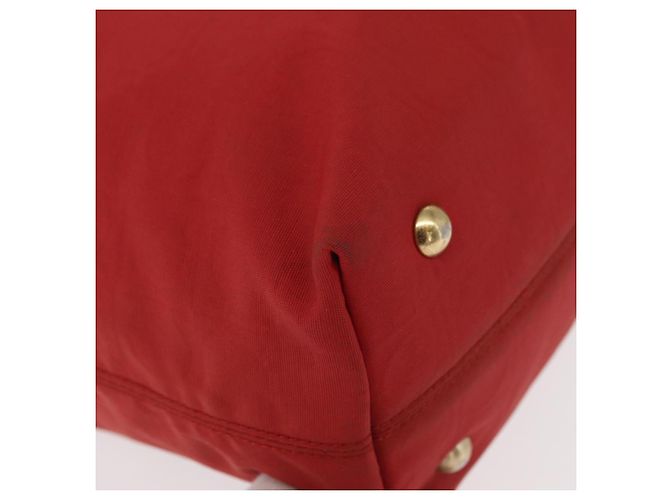 Borsa a mano Gancini in nylon rosso e oro Auth 161041 di Salvatore Ferragamo D'oro - vista 9