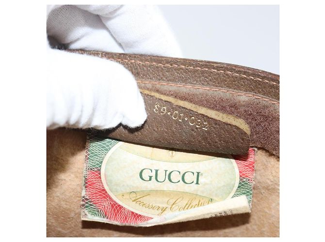 GUCCI GG Supreme Web Sherry Line Clutch Bag PVC Beige Oro 89 01 032 Auth 160944 D'oro - vista 12
