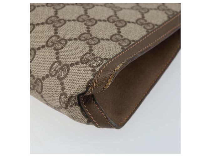 GUCCI GG Supreme Web Sherry Line Clutch Bag PVC Beige Oro 89 01 032 Auth 160944 D'oro - vista 15