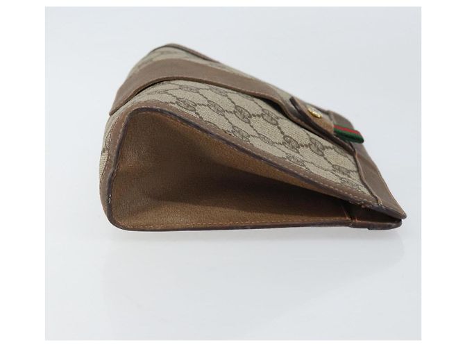 GUCCI GG Supreme Web Sherry Line Clutch Bag PVC Beige Oro 89 01 032 Auth 160944 D'oro - vista 3