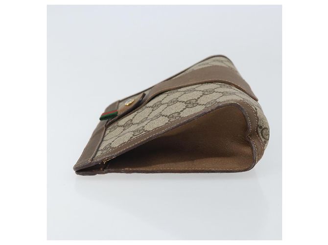 GUCCI GG Supreme Web Sherry Line Clutch Bag PVC Beige Oro 89 01 032 Auth 160944 D'oro - vista 4