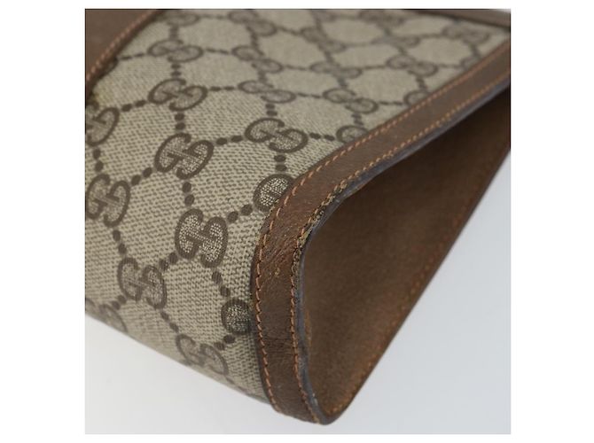 GUCCI GG Supreme Web Sherry Line Clutch Bag PVC Beige Oro 89 01 032 Auth 160944 D'oro - vista 7