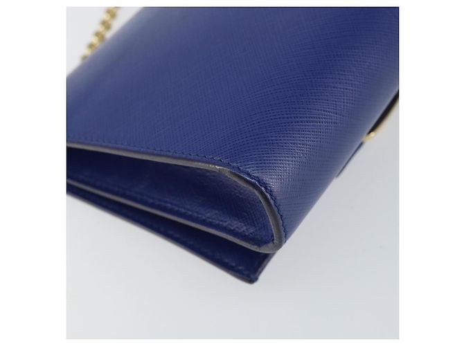 Borsa a Spalla Vala Chain in Pelle Blu Oro Auth 161081 di Salvatore Ferragamo D'oro - vista 16