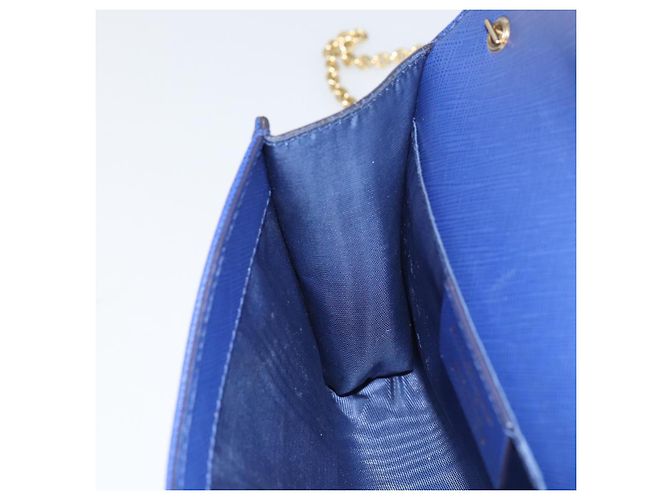 Borsa a Spalla Vala Chain in Pelle Blu Oro Auth 161081 di Salvatore Ferragamo D'oro - vista 19
