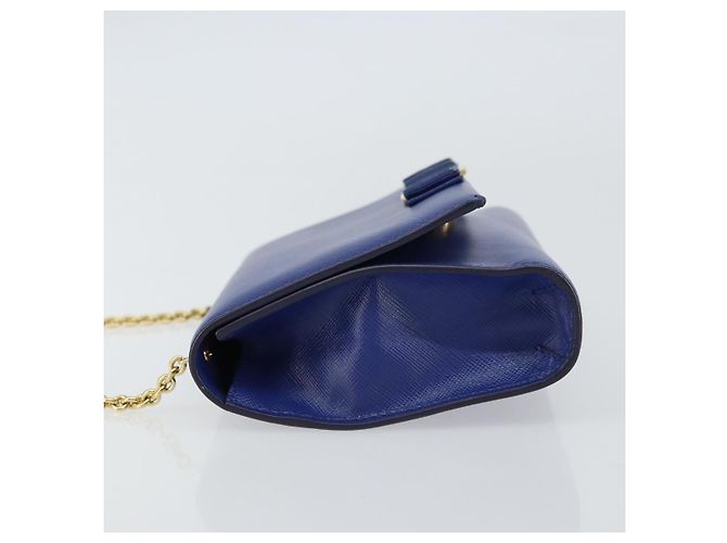 Borsa a Spalla Vala Chain in Pelle Blu Oro Auth 161081 di Salvatore Ferragamo D'oro - vista 4