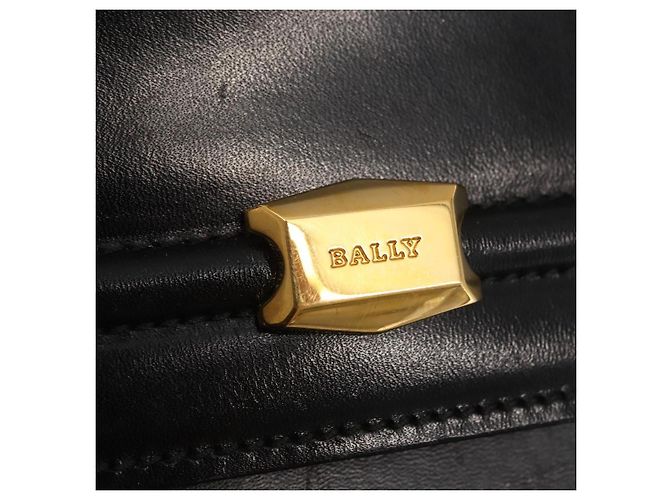 BALLY Borsa a mano in pelle 2 vie Nero Oro Auth 159425 D'oro - vista 18