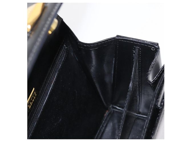 BALLY Borsa a mano in pelle 2 vie Nero Oro Auth 159425 D'oro - vista 20