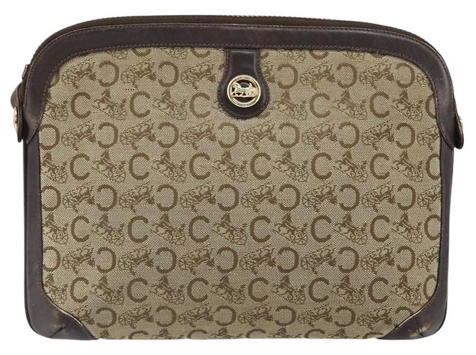 Céline Borsa a Spalla Celine C Sulky in Tela Beige Oro Auth 161739 D'oro - vista 13