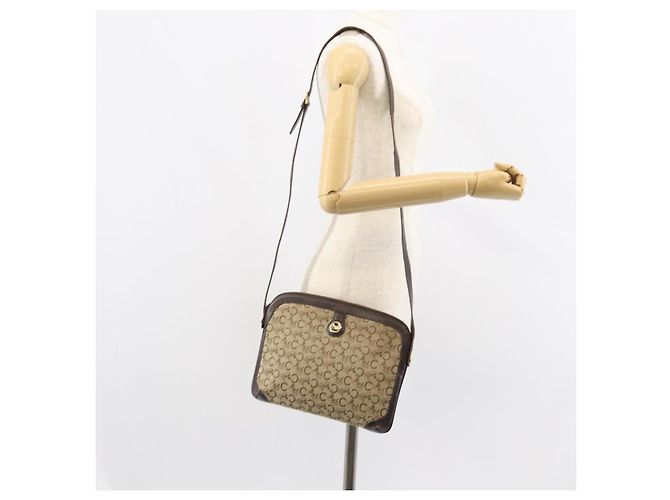 Céline Borsa a Spalla Celine C Sulky in Tela Beige Oro Auth 161739 D'oro - vista 22