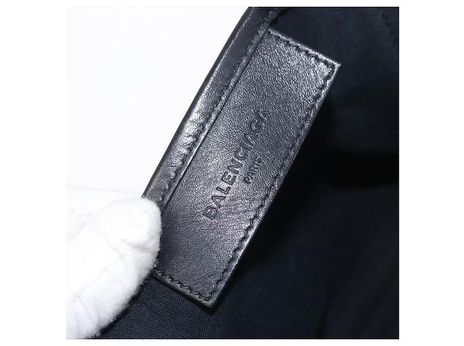 BALENCIAGA Navy Cabas S Hand Bag Canvas Black 339933 Auth hk3318 - view 16