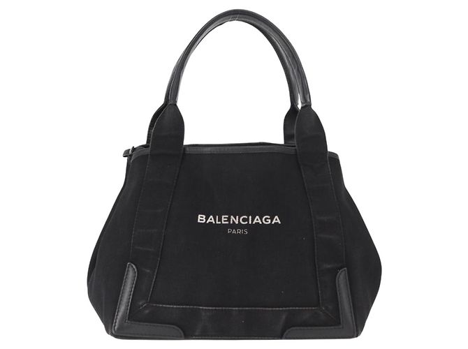 BALENCIAGA Navy Cabas S Hand Bag Canvas Black 339933 Auth hk3318 - view 2