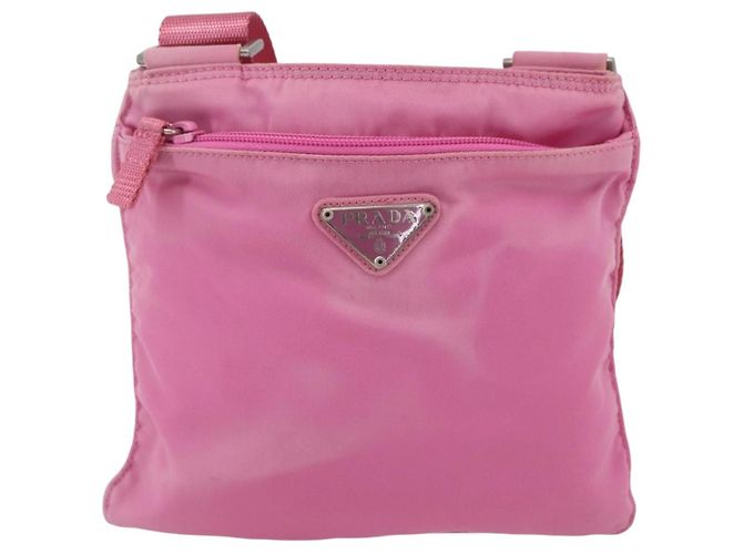 PRADA Schultertasche Nylon Rosa Silber Authentisch 161410 Pink - Ansicht 13