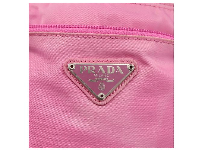 PRADA Schultertasche Nylon Rosa Silber Authentisch 161410 Pink - Ansicht 17